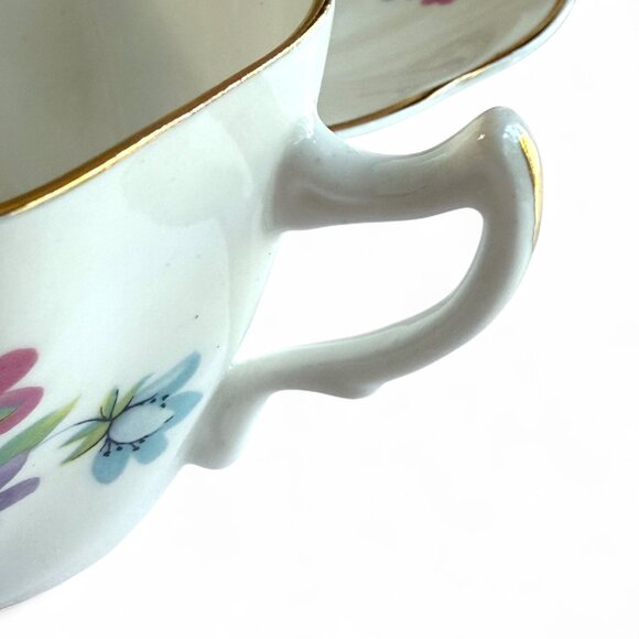 Vintage Crown Mark Bone China Tea Cup & Saucer Blue Floral Made In England - Picture 7 of 12